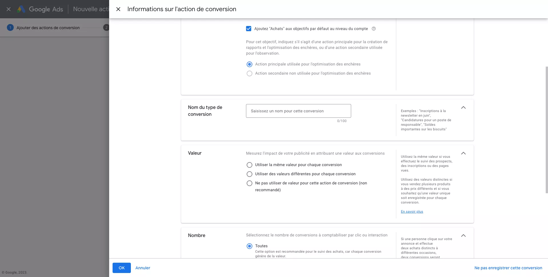 Étape 3.3 – nommer votre type de conversion